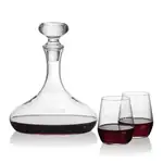 Stratford Wine Decanter 32 oz and 2 Germain Stemless Wine Glasses