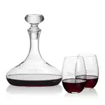 Stratford Wine Decanter 32 oz and 2 Laurent Stemless Wine Glasses