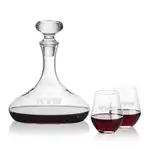 Stratford Wine Decanter 32 oz and 2 Reina Stemless Wine Glasses
