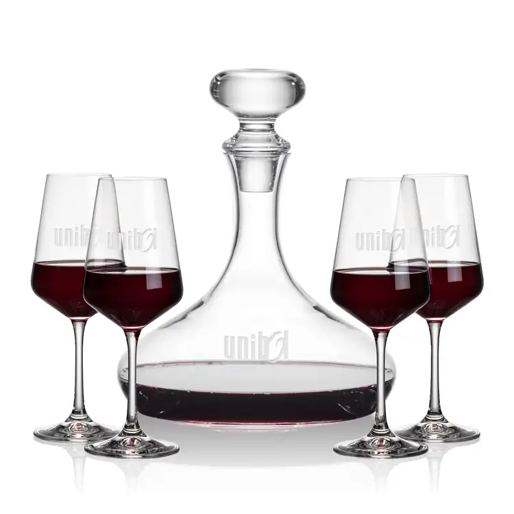 Stratford Wine Decanter 32 oz and 4 Cannes Wine Glasses