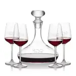 Stratford Wine Decanter 32 oz and 4 Elderwood Wine Glasses
