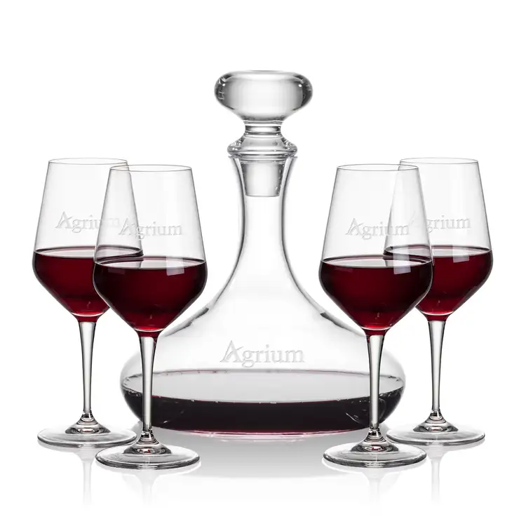 Stratford Wine Decanter 32 oz and 4 Germain Wine Glasses