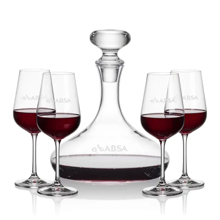 Stratford Wine Decanter 32 oz and 4 Laurent Wine Glasses