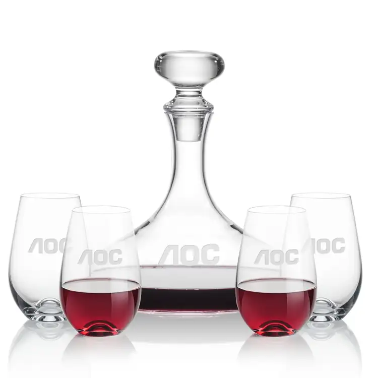 Ensemble carafe à vin Stratford 32 oz et 4 verres à vin sans pied Boston