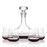Stratford Wine Decanter 32 oz and 4 Breckland Stemless Wine Glasses