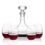 Stratford Wine Decanter 32 oz and 4 Carlita Stemless Wine Glasses