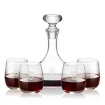 Stratford Wine Decanter 32 oz and 4 Crestview Stemless Wine Glasses