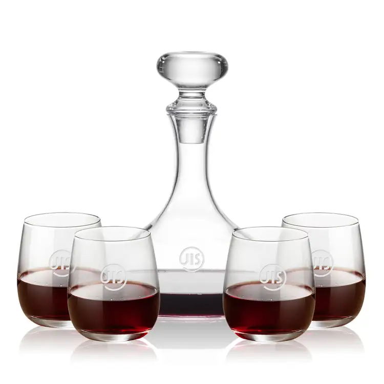 Ensemble carafe à vin Stratford 32 oz et 4 verres à vin sans pied Crestview