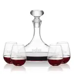 Stratford Wine Decanter 32 oz and 4 Edderton Stemless Wine Glasses
