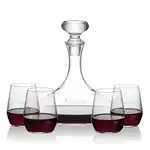 Stratford Wine Decanter 32 oz and 4 Germain Stemless Wine Glasses