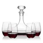 Stratford Wine Decanter 32 oz and 4 Laurent Stemless Wine Glasses