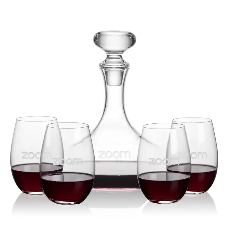 Ensemble carafe à vin Stratford 32 oz et 4 verres à vin sans pied Laurent