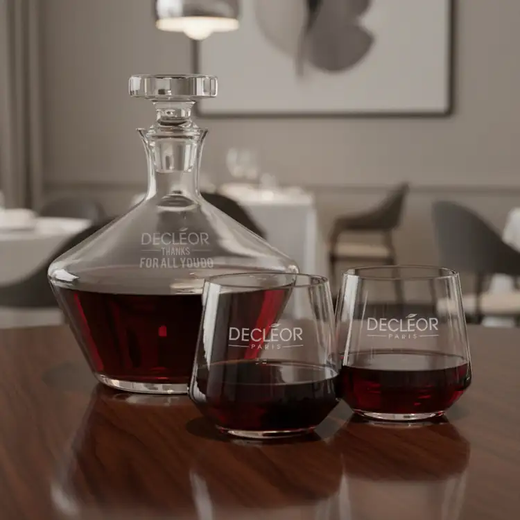 Tucson Wine Decanter 54 oz and 4 Stemless Wine Glasses #2