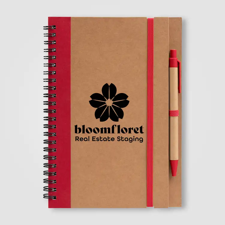 Kraft Hard Cover Spiral Notebook with Pen #10