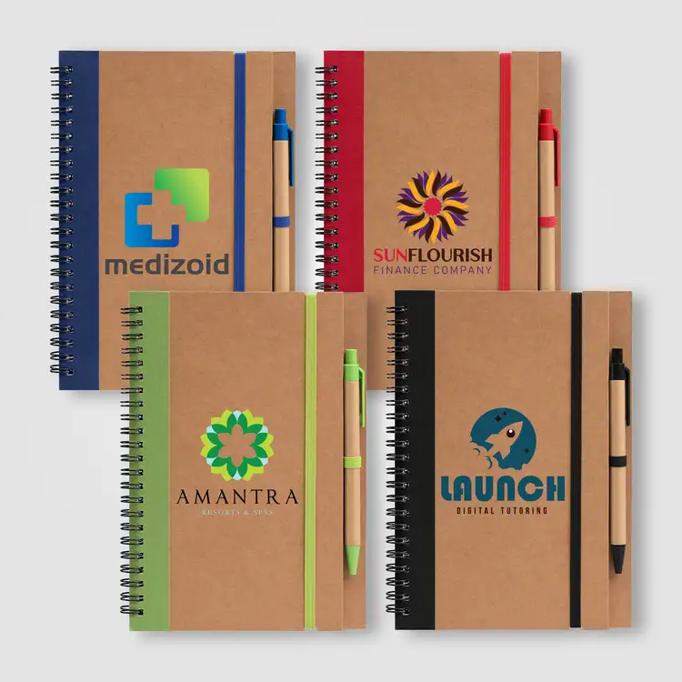 Kraft Hard Cover Spiral Notebook with Pen #2