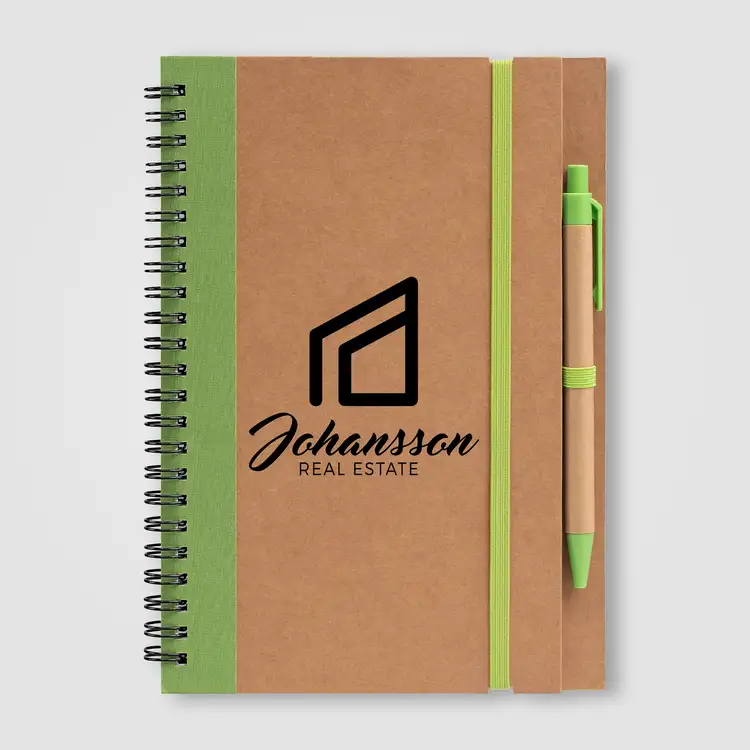 Kraft Hard Cover Spiral Notebook with Pen #3
