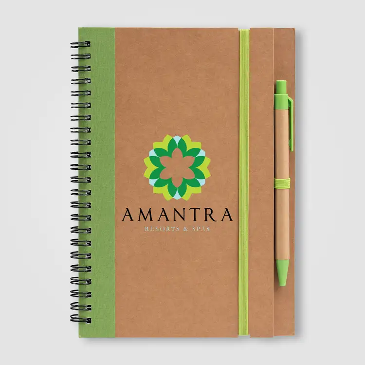 Kraft Hard Cover Spiral Notebook with Pen #4