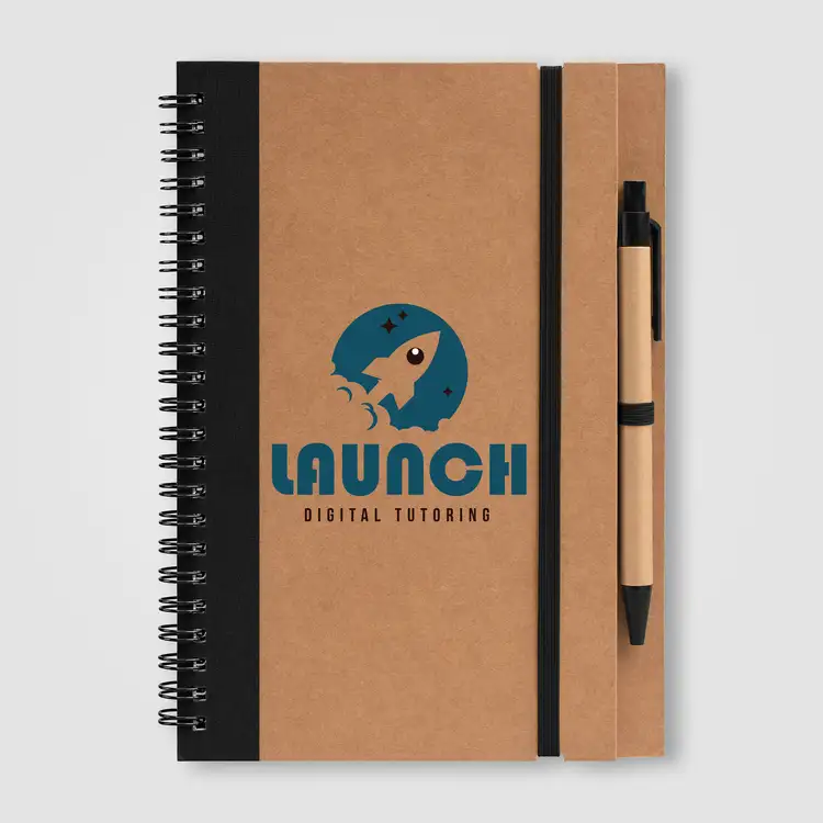 Kraft Hard Cover Spiral Notebook with Pen #5