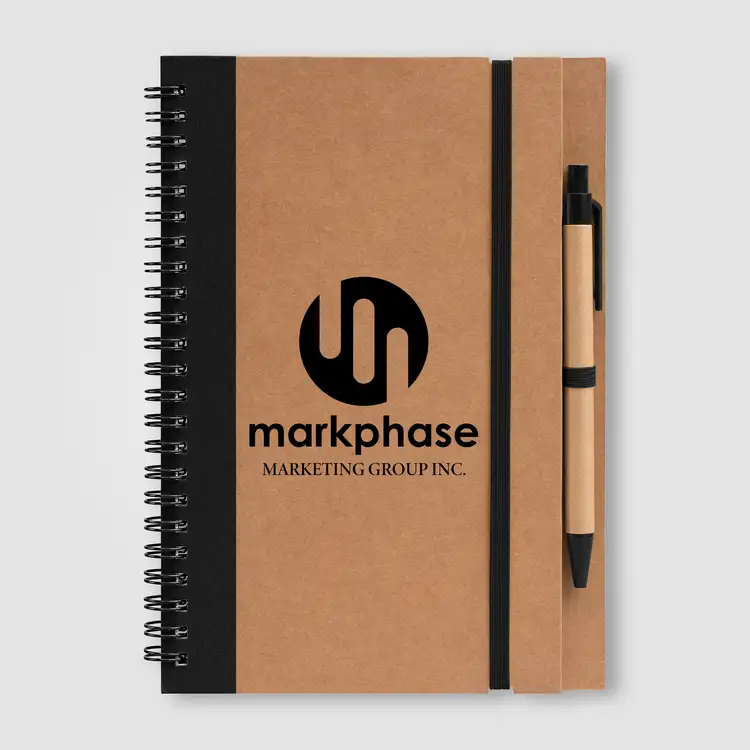 Kraft Hard Cover Spiral Notebook with Pen #6
