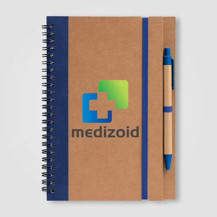 Kraft Hard Cover Spiral Notebook with Pen #7