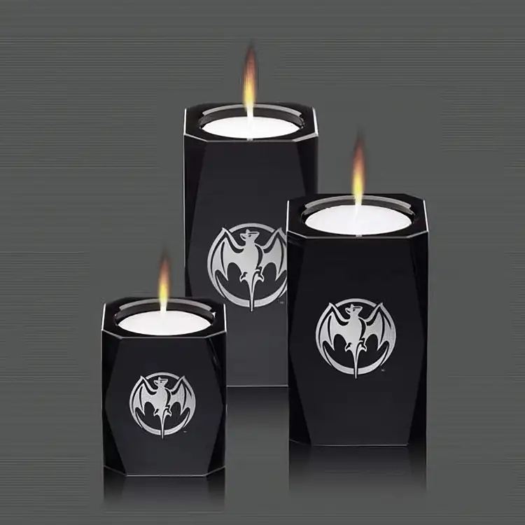 Abbey Black Optical Crystal Candleholder Set of 3