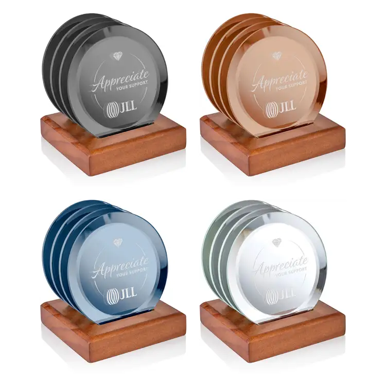 Aladdin Coasters - Set of 4 on Walnut Base