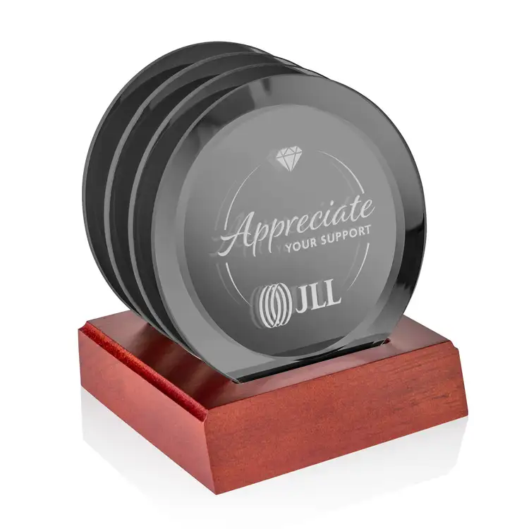Ensemble de 4 sous-verres Aladdin sur support Palissandre #2