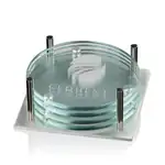 Ensemble de 4 sous-verres Barnaby sur support Aluminum sur socle en aluminium