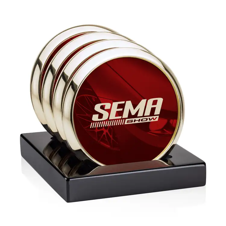Ensemble de 4 sous-verres Danville en métal multicolore sur support Noir brillant #2