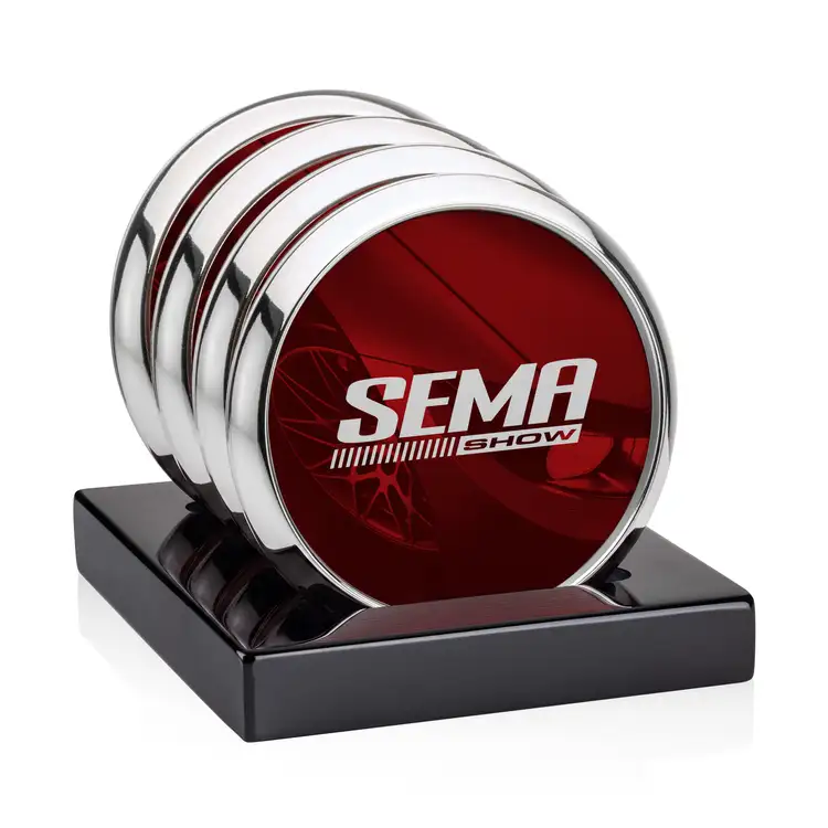 Ensemble de 4 sous-verres Danville en métal multicolore sur support Noir brillant #4