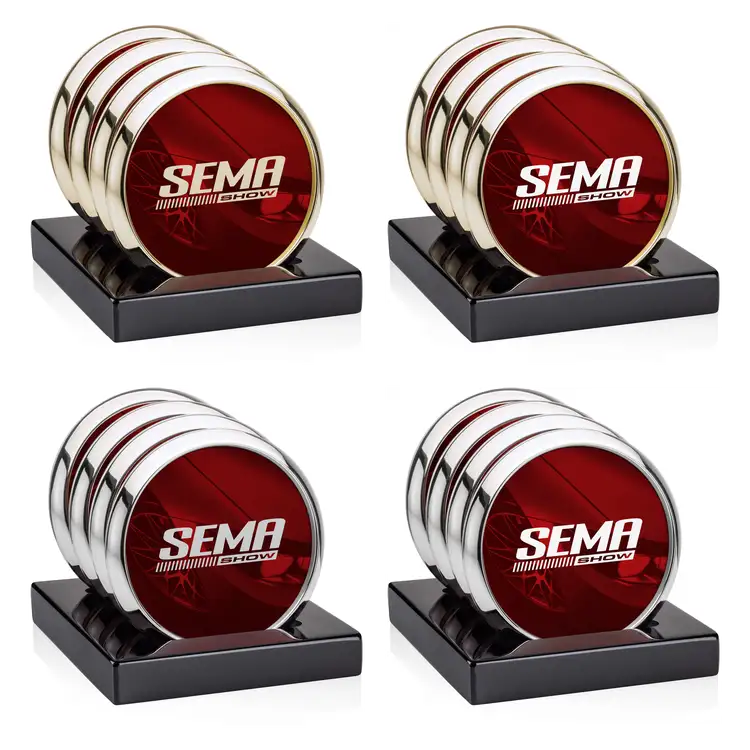 Ensemble de 4 sous-verres Danville en métal multicolore sur support Noir brillant