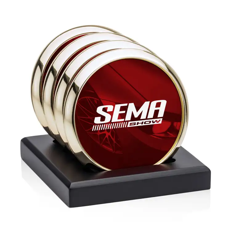 Ensemble de 4 sous-verres Danville en métal multicolore sur support Noir satiné #3