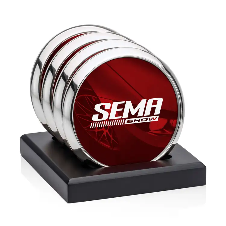 Ensemble de 4 sous-verres Danville en métal multicolore sur support Noir satiné #5