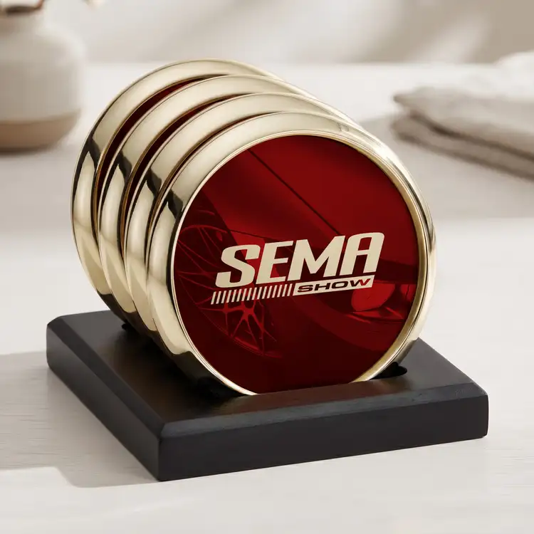 Ensemble de 4 sous-verres Danville en métal multicolore sur support Noir satiné #7