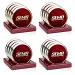 Danville Coasters - Set of 4 - Metal - Multicolor on Rosewood Base