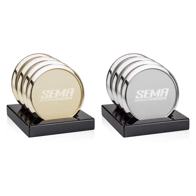 Danville Coasters - Set of 4 - Metal on Gloss Black Base
