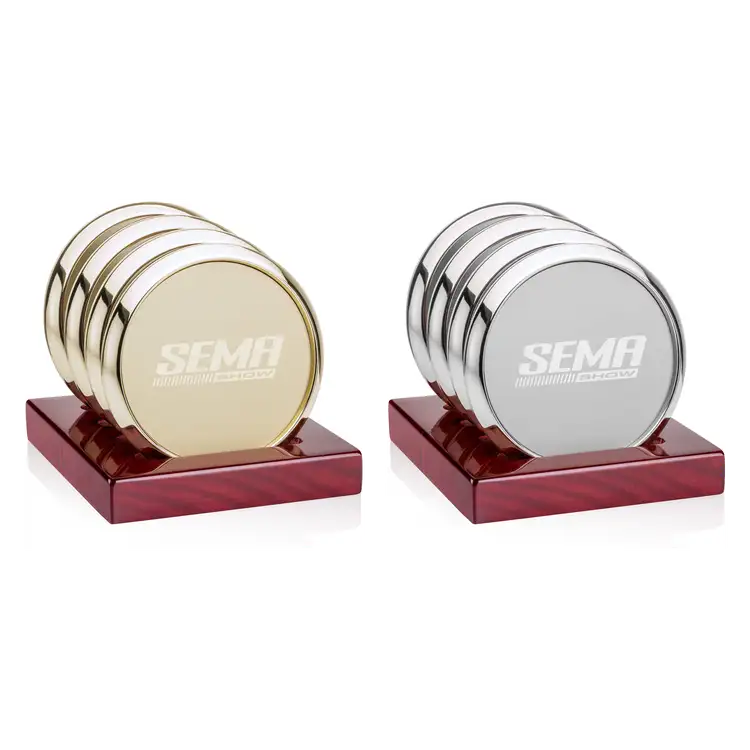 Danville Coasters - Set of 4 - Metal on Rosewood Base