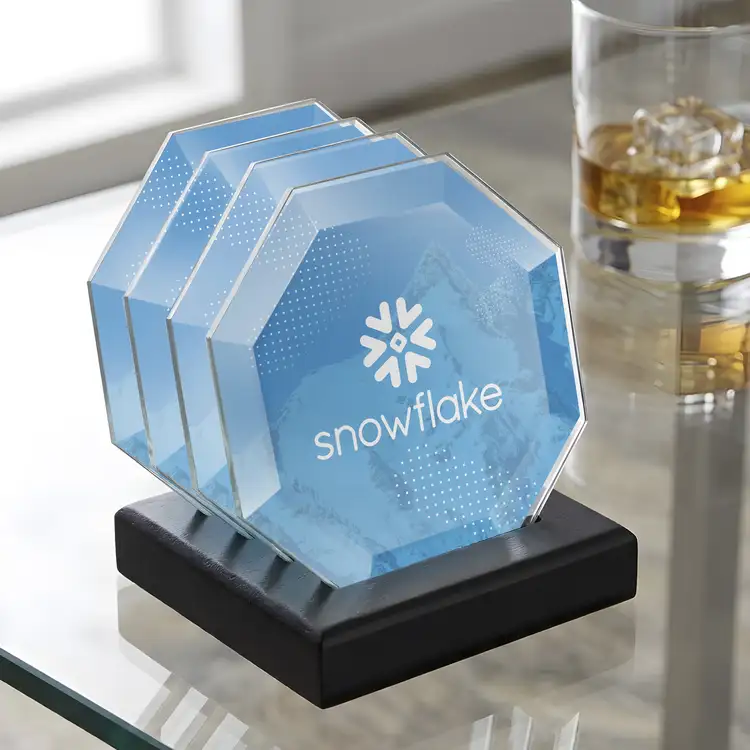 Ensemble de 4 sous-verres Meaford multicolore sur support Noir #3