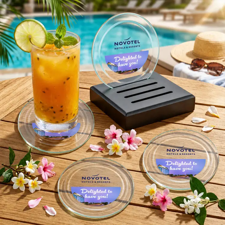 Ensemble de 4 sous-verres Midland multicolore sur support Noir #3