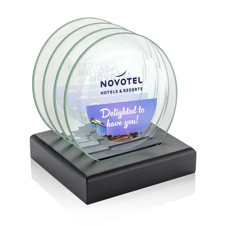 Ensemble de 4 sous-verres Midland multicolore sur support Noir