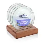 Ensemble de 4 sous-verres Midland multicolore sur support Noyer