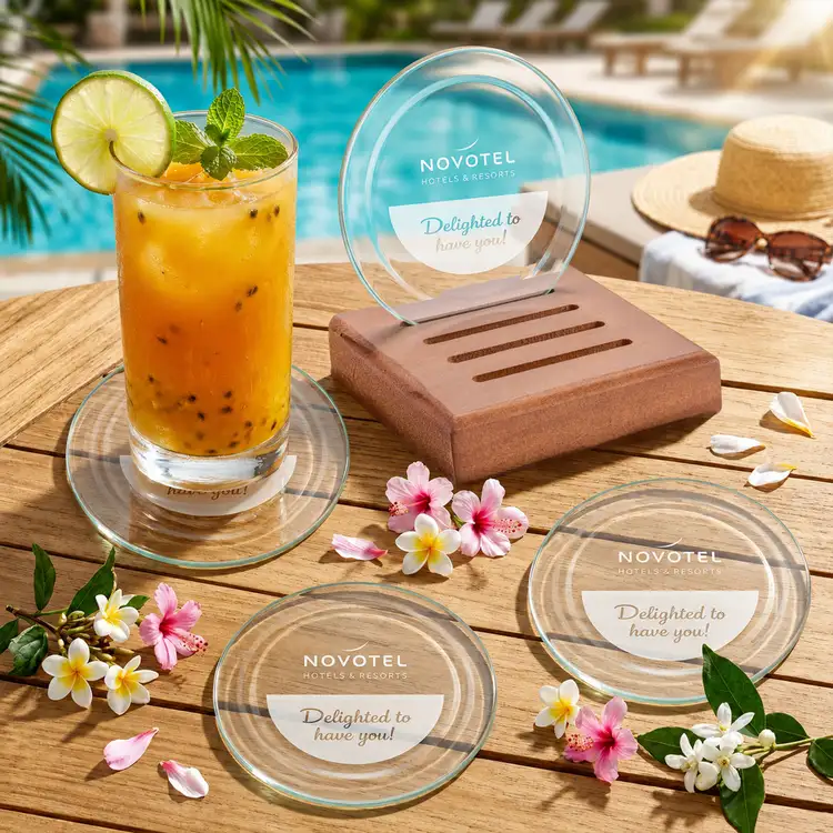 Ensemble de 4 sous-verres Midland sur support Noyer #3