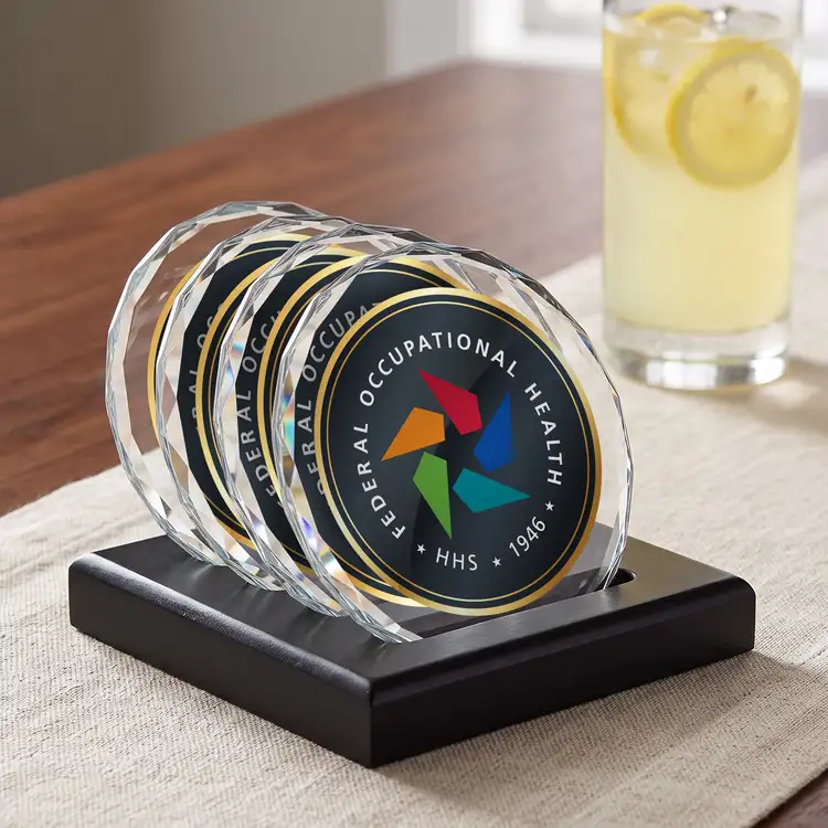 Ensemble de 4 sous-verres Porterfield multicolore sur support Noir #3