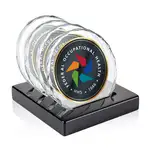 Ensemble de 4 sous-verres Porterfield multicolore sur support Noir au fini piano
