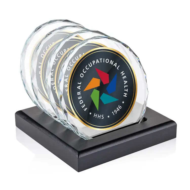 Ensemble de 4 sous-verres Porterfield multicolore sur support Noir