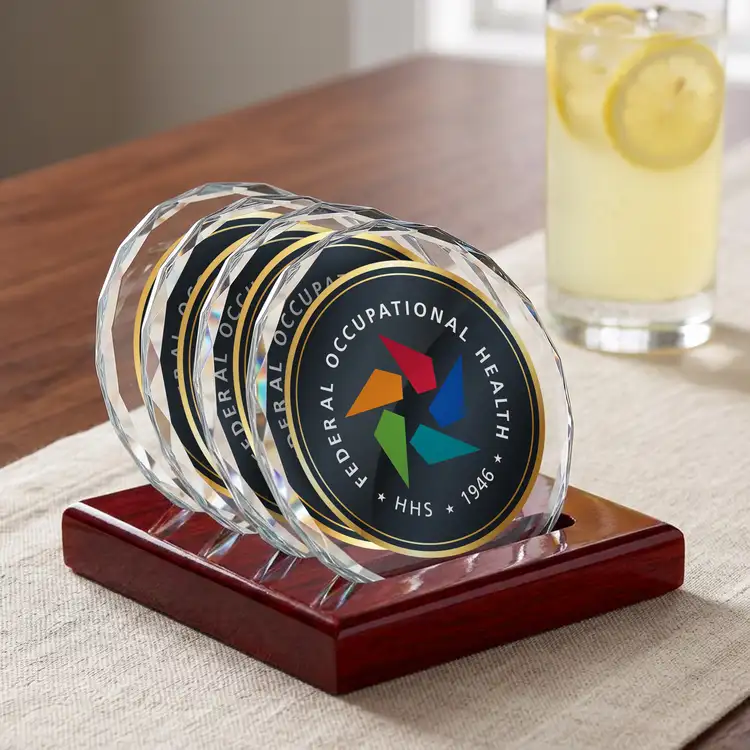 Ensemble de 4 sous-verres Porterfield multicolore sur support Palissandre au fini piano #3