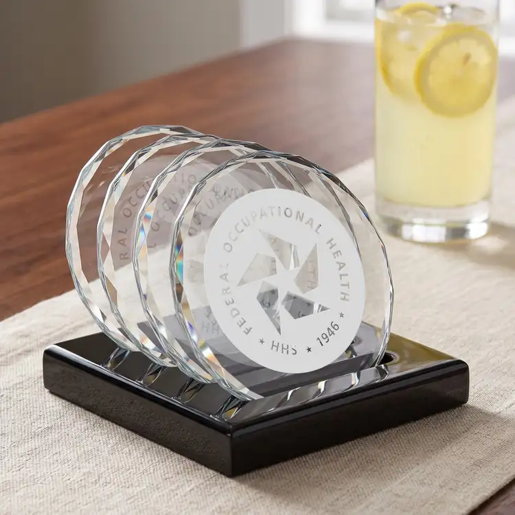 Ensemble de 4 sous-verres Porterfield sur support Noir au fini piano #3