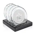 Ensemble de 4 sous-verres Porterfield sur support Noir au fini piano
