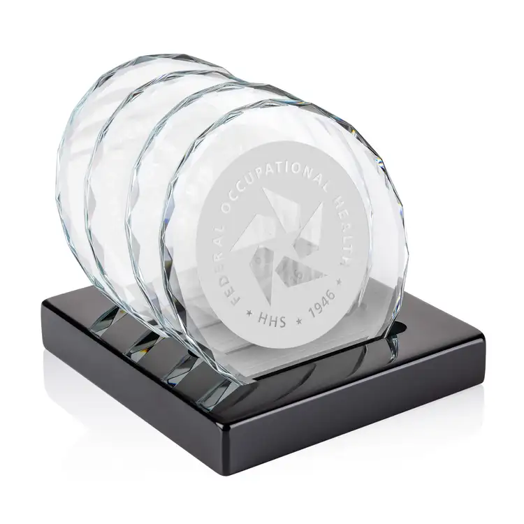 Ensemble de 4 sous-verres Porterfield sur support Noir au fini piano