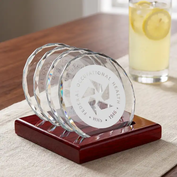 Porterfield Coasters - Set of 4 on Piano Finish Rosewood Base #3